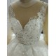 Round Neck Long Sleeves Lace Ball Gown Wedding Dress