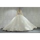 Round Neck Long Sleeves Lace Ball Gown Wedding Dress