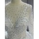 Round Neck Long Sleeves Leaf Lace Ball Gown Wedding Dress With Long Tail CBWD0031