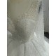 Round Neck Long Sleeves Luxury Pearl Wedding Dresses With Long Train CBWD0030