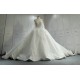 Round Neck Long Sleeves Luxury Pearl Wedding Dresses With Long Train CBWD0030