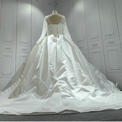 Round Neck Satin Ball Gown Wedding Dress 2023 CBWD0029