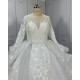 Round Neck Shawl Skirt Lace Ball Gown Wedding Dress CBWD0028