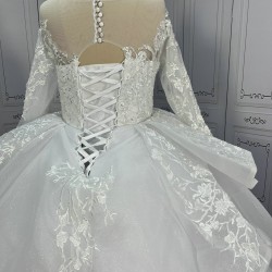 Round Neck Shawl Skirt Lace Ball Gown Wedding Dress CBWD0028