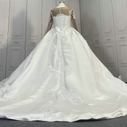 Satin Ball Gown Wedding Dress With Long Sleeves CBWD0024