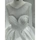 Satin Ball Gown Wedding Dress With Pearls CBWD0023