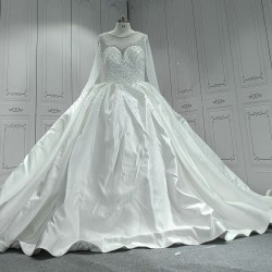 Satin Ball Gown Wedding Dress With Pearls CBWD0023