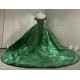 Satin Embroidery Emerald Green Prom Dresses kitchen Party Dress 022