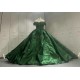 Satin Embroidery Emerald Green Prom Dresses kitchen Party Dress 022