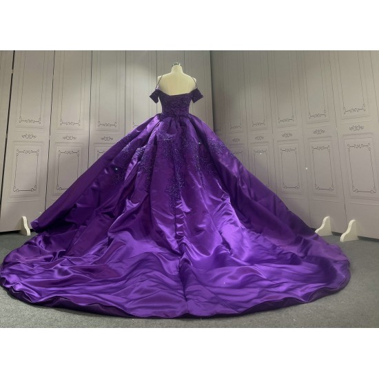 Satin Embroidery Emerald Purple Prom Dresses kitchen Party Dress CBWD0021