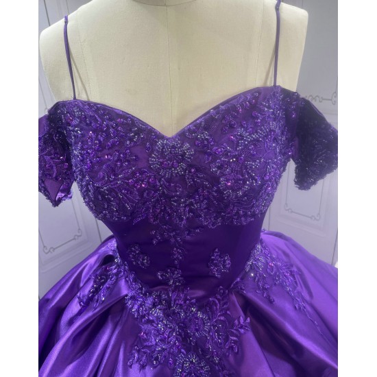 Satin Embroidery Emerald Purple Prom Dresses kitchen Party Dress CBWD0021