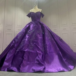 Satin Embroidery Emerald Purple Prom Dresses kitchen Party Dress CBWD0021