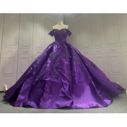 Satin Embroidery Emerald Purple Prom Dresses kitchen Party Dress CBWD0021