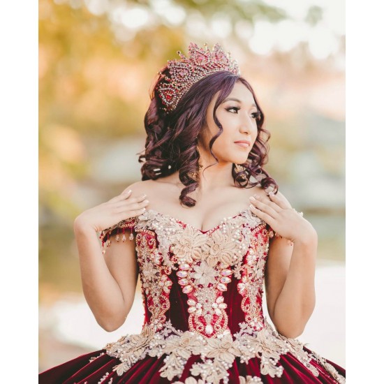 2024 Burgundy Quinceanera Dress Ball Gown Princess Dresses