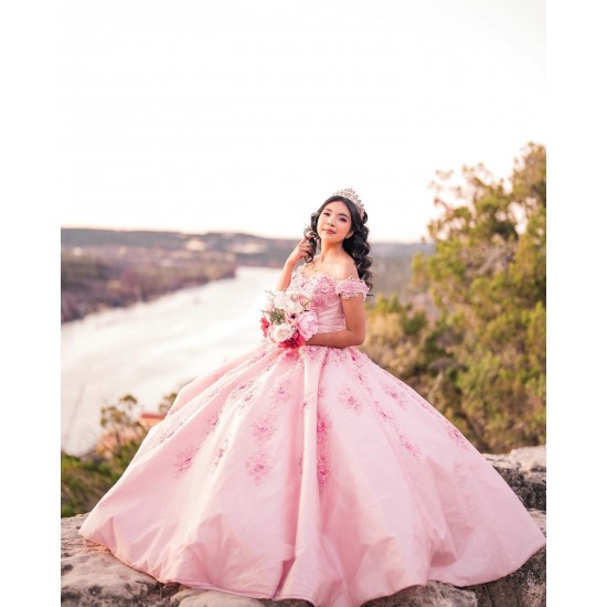 2024 Off Shoulder Vestidos De 15 Anos Pink Quinceanera Dress