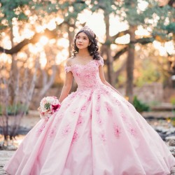 2024 Off Shoulder Vestidos De 15 Anos Pink Quinceanera Dress