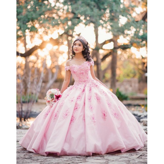 2024 Off Shoulder Vestidos De 15 Anos Pink Quinceanera Dress