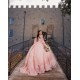 2024 Pink Quinceanera Dress Long Sleeve Vestidos De 15 Anos Girls Sweet 16 Dresses