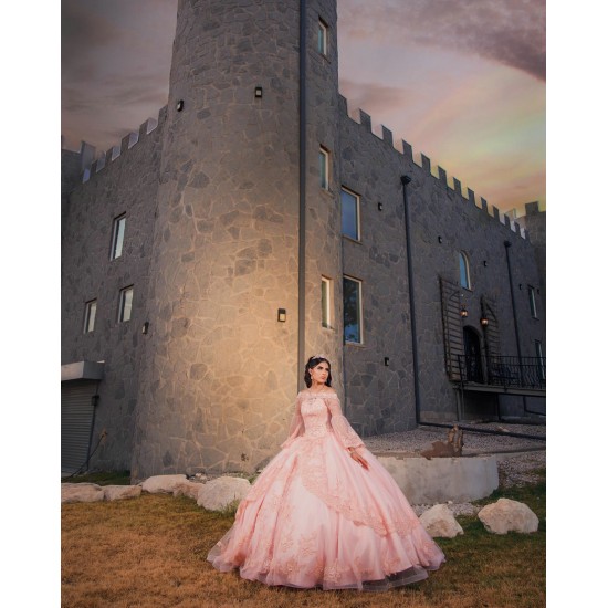 2024 Pink Quinceanera Dress Long Sleeve Vestidos De 15 Anos Girls Sweet 16 Dresses