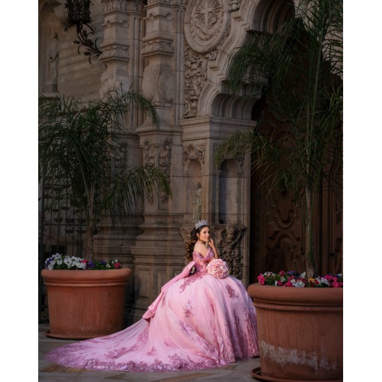 2024 Pink Quinceanera Dress Off Shoulder Princess Dresses With Bow