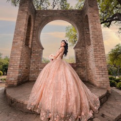 2024 Rose Gold Quince Dress Sleeveless Vestidos De 15 Anos With Bow