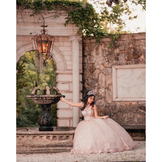 2024 Rose Gold Quince Dress Sleeveless Vestidos De 15 Anos With Bow