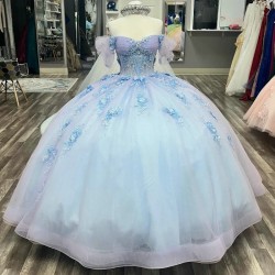 2024 Sky Blue Quinceanera Dresses Sweet 15 16 Birthday Party Gown Vestidos Para XV