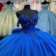 Back Bowtie Off Shoulder Royal Blue Dresses for Sweet 15 Dress