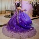 Ball Gown Purple Quinceanera Dresses 3D Flowers Vestidos De 15 Anos