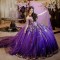 Ball Gown Purple Quinceanera Dresses 3D Flowers Vestidos De 15 Anos