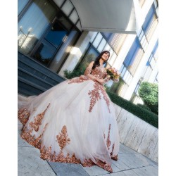 Ball Gown Rose Gold Quince Dress Girls Sweetheart Neck Women 2024 Ball Gown