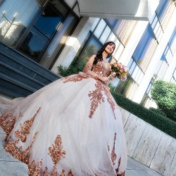 Ball Gown Rose Gold Quince Dress Girls Sweetheart Neck Women 2024 Ball Gown