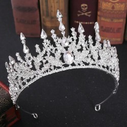 Baroque Vintage Crystal Crown Leaf Shape Fashion Rhinestone Tiara Hair Accessories Wedding Dress Headdress Princess Jewelry Gift