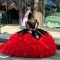 Black And Red Ruffled Quinceanera Dresses Off Shoulder 15 Dress