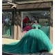 Cape Sleeve Green Quinceanera Dresses Sweetheart Neckline 15 Dress