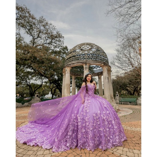 Cape Sleeve Lilac Quince Dress 2024Vestidos De 15 Anos