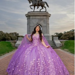 Cape Sleeve Lilac Quince Dress 2024Vestidos De 15 Anos