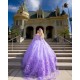 Cape Sleeve Lilac Quinceanera Dress Sweetheart Neck Sweet 15 Gowns