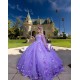 Cape Sleeve Lilac Quinceanera Dress Sweetheart Neck Sweet 15 Gowns