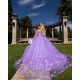 Cape Sleeve Lilac Quinceanera Dress Sweetheart Neck Sweet 15 Gowns