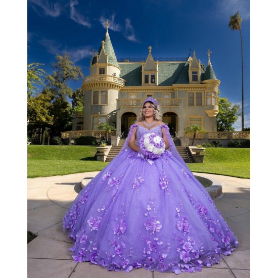 Cape Sleeve Lilac Quinceanera Dress Sweetheart Neck Sweet 15 Gowns