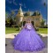 Cape Sleeve Lilac Quinceanera Dress Sweetheart Neck Sweet 15 Gowns