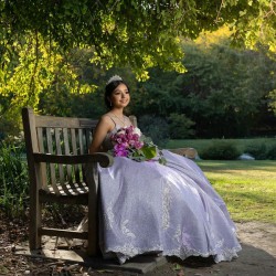 Cape Sleeve Lilac Quinceanera Dresses V Neck Lace Appliques Ball Gown 15 Dress