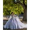 Cape Sleeve Lilac Quinceanera Dresses V Neck Lace Appliques Ball Gown 15 Dress