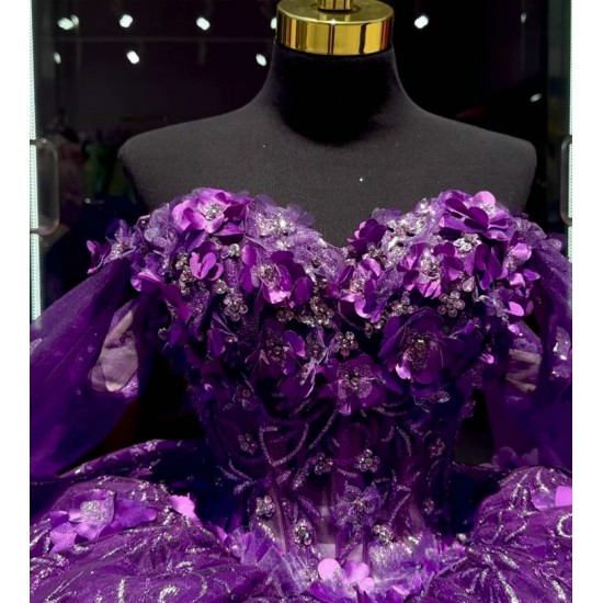 Cape Sleeve Purple Quinceanera Dress Vestidos De 15 Anos Instagram Gowns