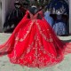 Cape Sleeve Red Quinceanera Dresses Sweetheart Neck 15 Dress