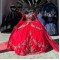 Cape Sleeve Red Quinceanera Dresses Sweetheart Neck 15 Dress