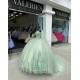 Cape Sleeve Sage Green Quinceanera Dress Sweetheart Bow 15 Ball Gown Dresses