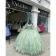 Cape Sleeve Sage Green Quinceanera Dress Sweetheart Bow 15 Ball Gown Dresses