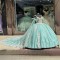 Cape Sleeve Tiffany Blue Quinceanera Dresses V Neck 15 Ball Gown